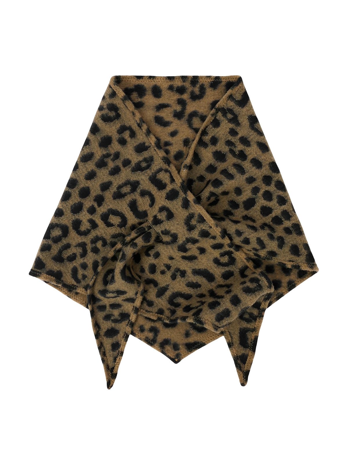 Châle léopard femme, triangle doux, grand foulard chaud, accessoire hiver, style chic, imprimé animal, toucher moelleux, modèle Pitchou - Châle - Marron