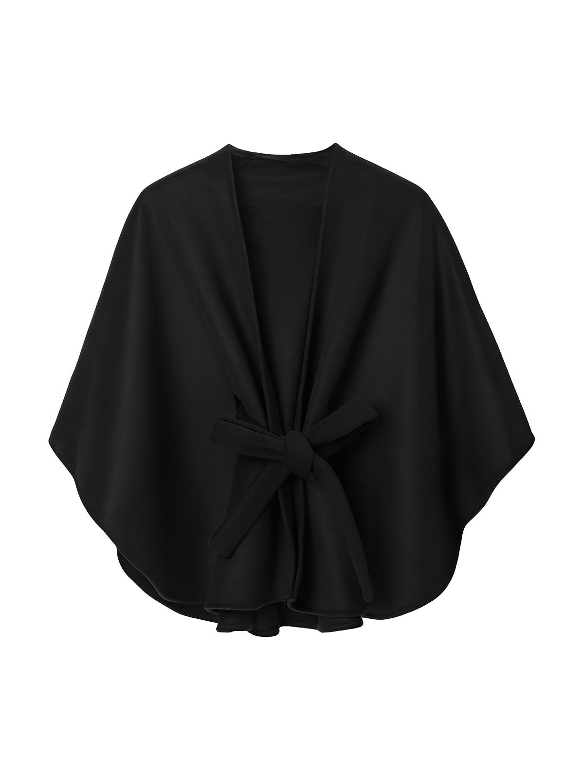 Châle noir, cape double face, châle ceinturé femme, poncho chaud hiver, manteau ample élégant, cape noire laine, châle automne hiver, modèle Sorane - Châle - Noir