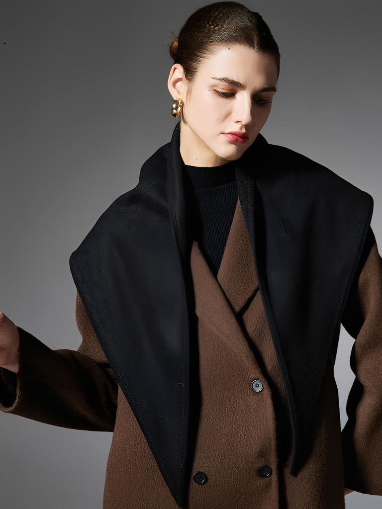 Châle triangle uni femme, écharpe douce hiver, châle chaud épaule, foulard grand format, accessoire mode minimaliste, modèle Azena - Châle - Noir