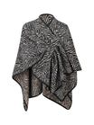 Châle zébré, cape à motif animal, grand châle chaud, poncho noir et beige, châle épais femme hiver, accessoire mode automne, modèle Zéba - Châle - Blanc et noir