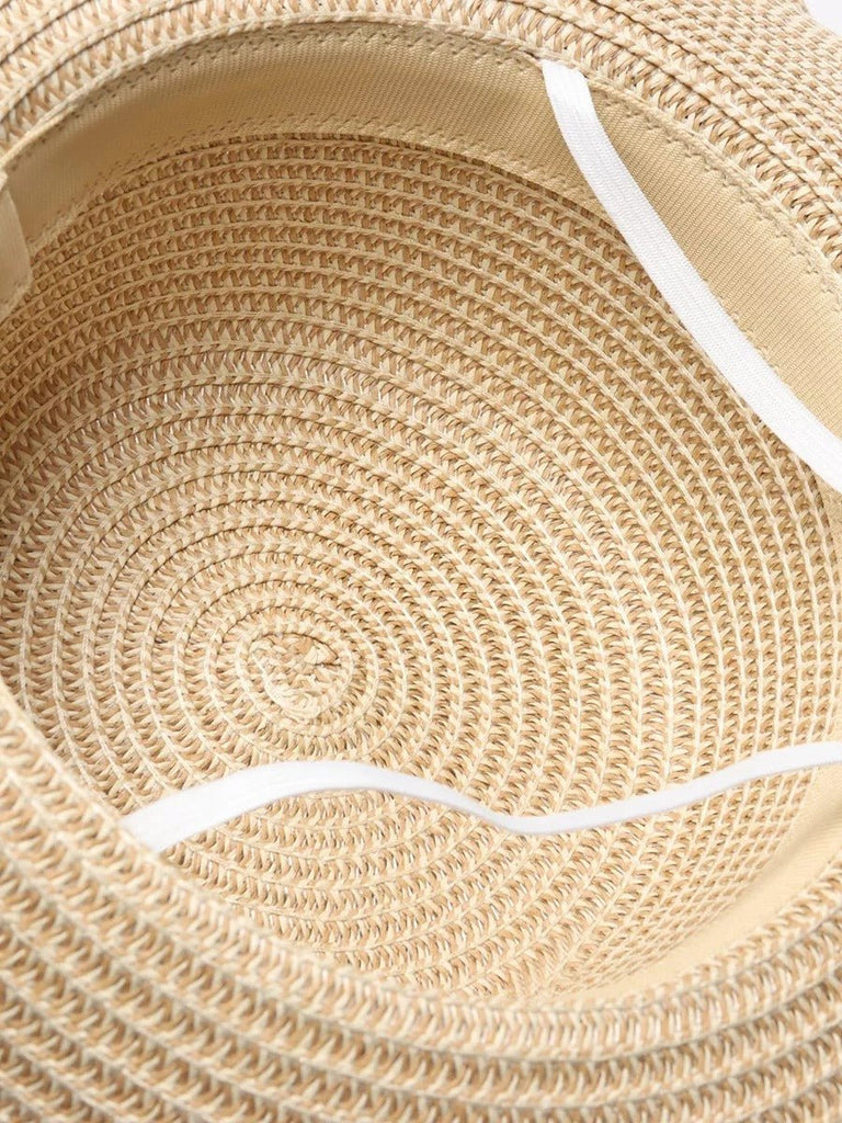 Chapeau de paille, plage, capeline été, chapeau bord large ondulé, soleil, avec nœud, modèle Ophélie - Chapeau de paille - Beige