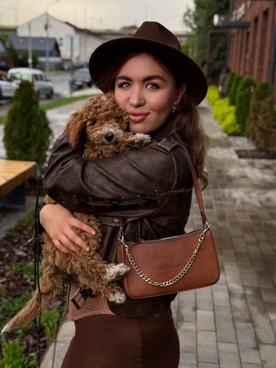 Chapeau feutre unisexe, fedora large bord, réglable bande intérieure, protection solaire UPF50+, feutre léger sans doublure, style urbain chic, modèle Nirma - Chapeau de paille - Marron