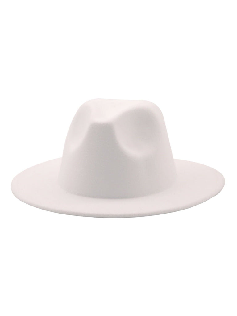 Chapeau feutre unisexe, fedora large bord, réglable bande intérieure, protection solaire UPF50+, feutre léger sans doublure, style urbain chic, modèle Nirma - Chapeau de paille - Blanc