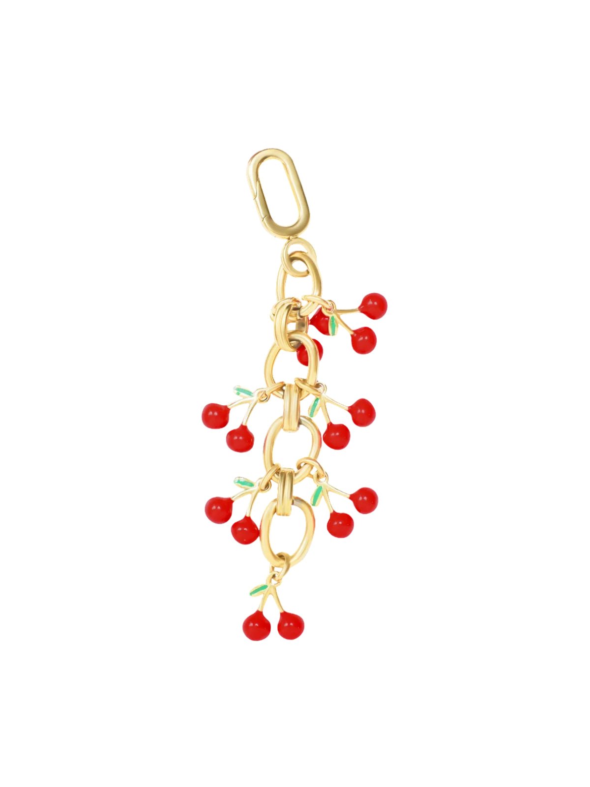 Charm cerise rouge, pendentif bikini, bijou sac, acier inoxydable doré, détail émail, accessoire waterproof, hypoallergénique, modèle Blossom - charms -