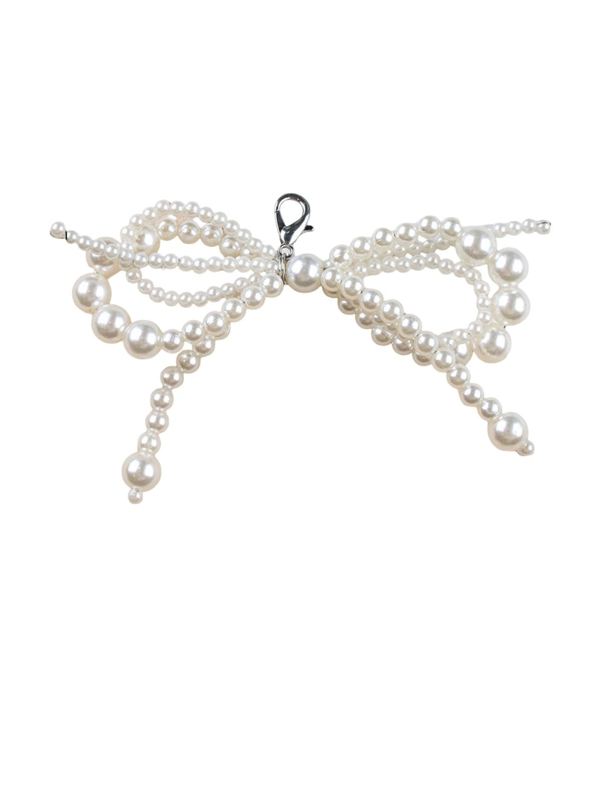 Charm pendentif perles, nœud papillon dentelle, bijou décoratif chaussures ou sac, accessoire perlé chic, breloque amovible féminine, modèle Rinza - charms - Style 2