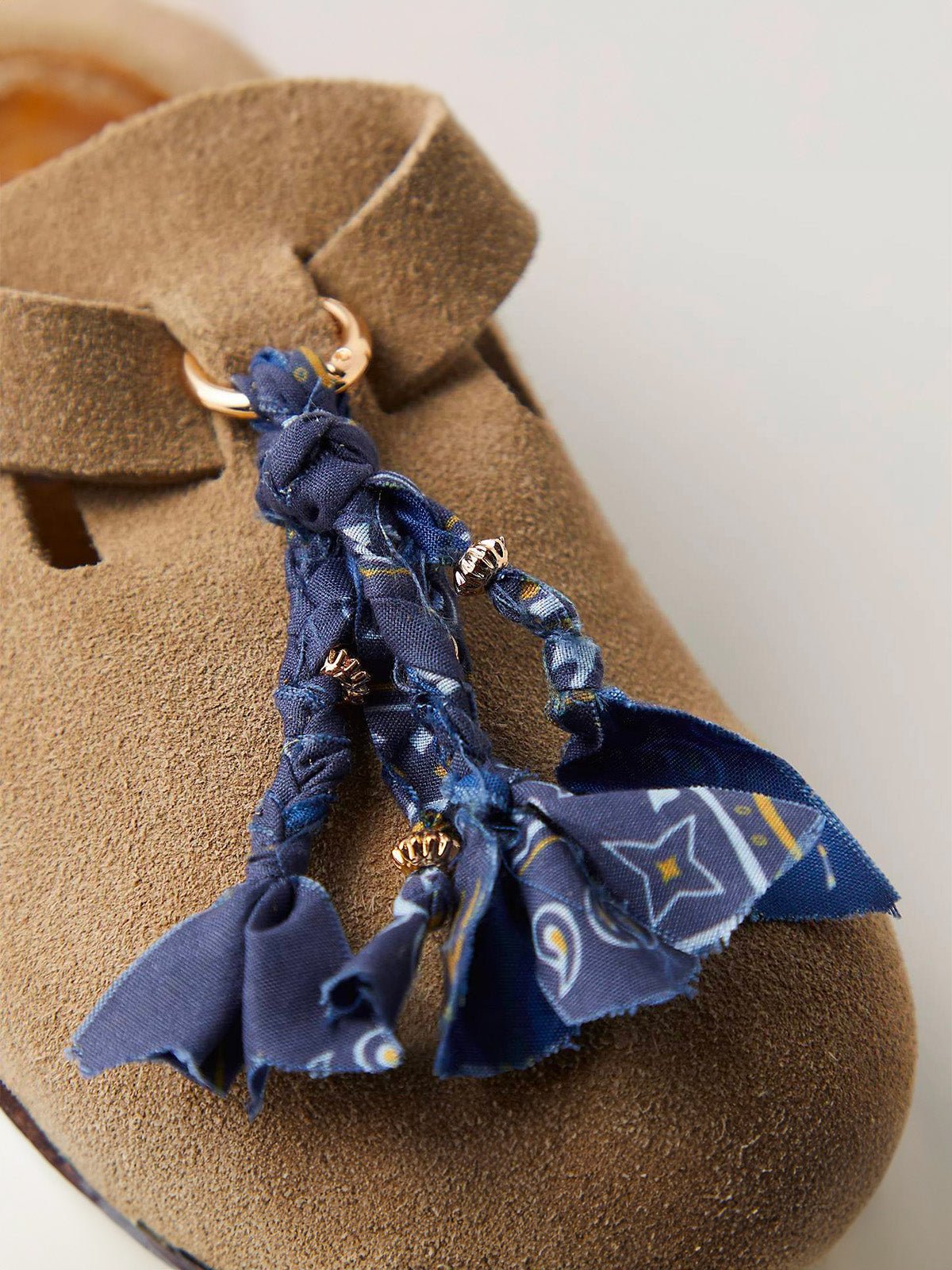 Charms colorés pour chaussures et sac, accessoires à franges en tissu, anneau métallique, style bohème, bijou de sac, modèle Playba - charms - Bleu