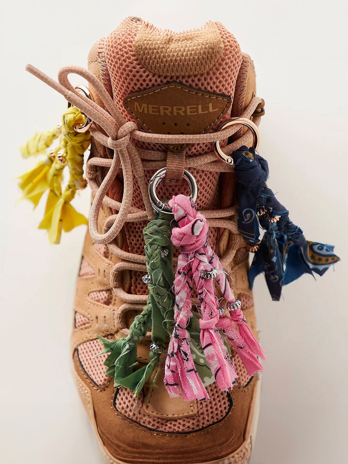 Charms colorés pour chaussures et sac, accessoires à franges en tissu, anneau métallique, style bohème, bijou de sac, modèle Playba - charms - Bleu