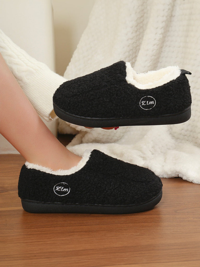 Chaussons d’hiver chaud, pantoufles fourrées confort, chaussons antidérapants maison, chaussures cocooning intérieur, modèle Wand - Chaussons - Noir XXS