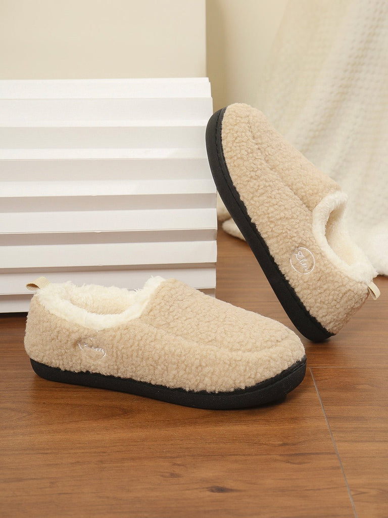 Chaussons d’hiver chaud, pantoufles fourrées confort, chaussons antidérapants maison, chaussures cocooning intérieur, modèle Wand - Chaussons - Beige XXS