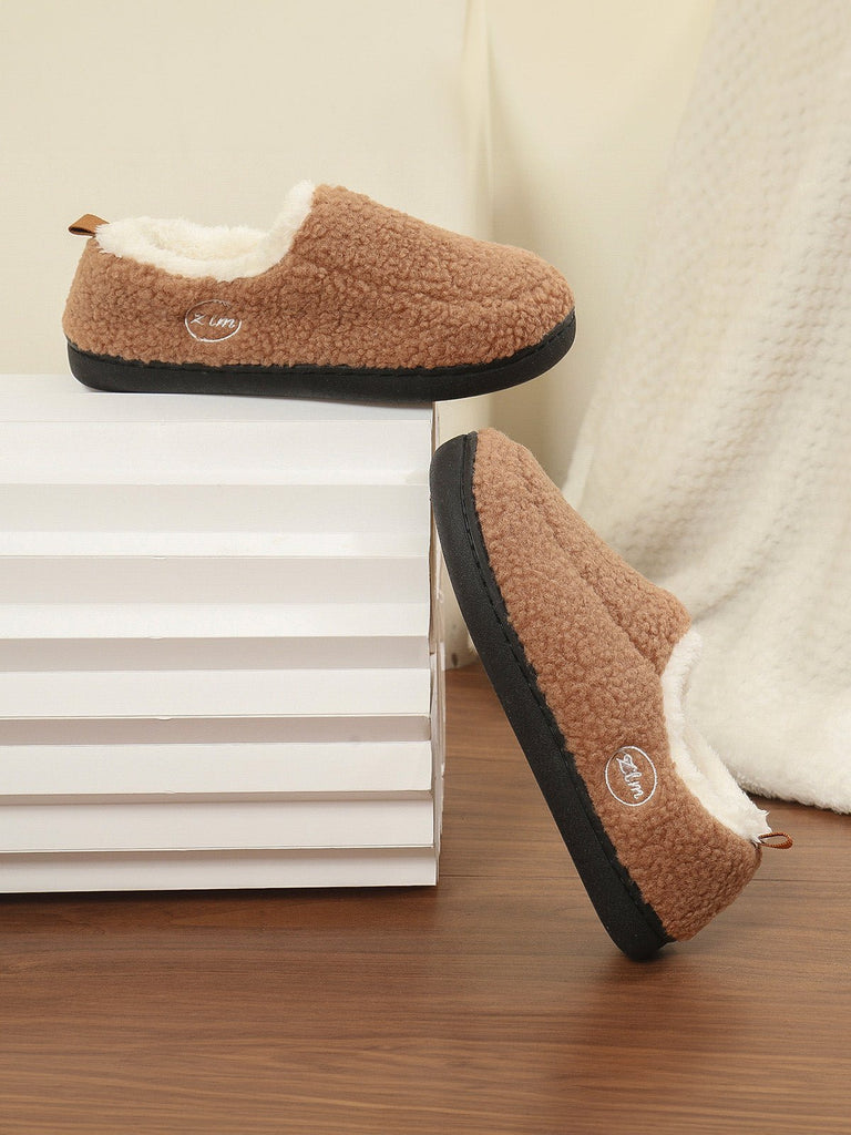 Chaussons d’hiver chaud, pantoufles fourrées confort, chaussons antidérapants maison, chaussures cocooning intérieur, modèle Wand - Chaussons - Camel XXS