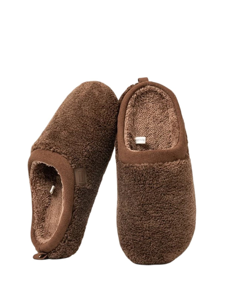 Chaussons d’hiver fourrés, chaussons chauds confort, pantoufles maison antidérapantes, chaussons unisexes, chaussons intérieurs doux, mules cocooning, modèle Équita - Chaussons - Marron XS