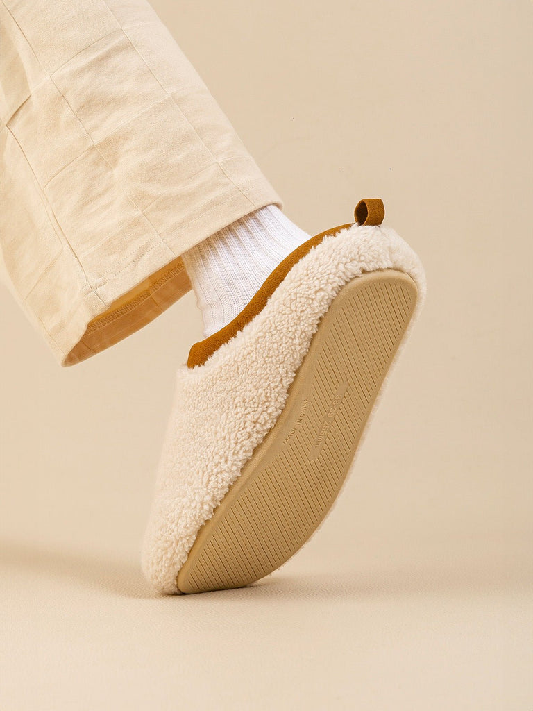 Chaussons d’hiver fourrés, chaussons chauds confort, pantoufles maison antidérapantes, chaussons unisexes, chaussons intérieurs doux, mules cocooning, modèle Équita - Chaussons - Blanc XS