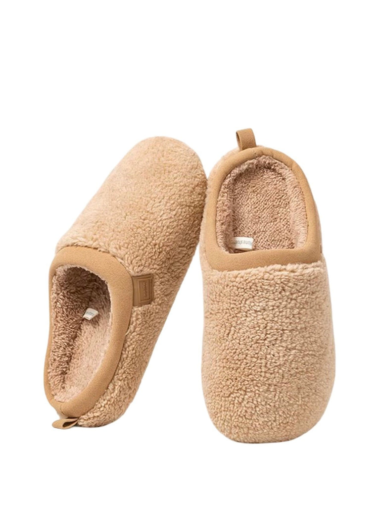 Chaussons d’hiver fourrés, chaussons chauds confort, pantoufles maison antidérapantes, chaussons unisexes, chaussons intérieurs doux, mules cocooning, modèle Équita - Chaussons - Beige XS