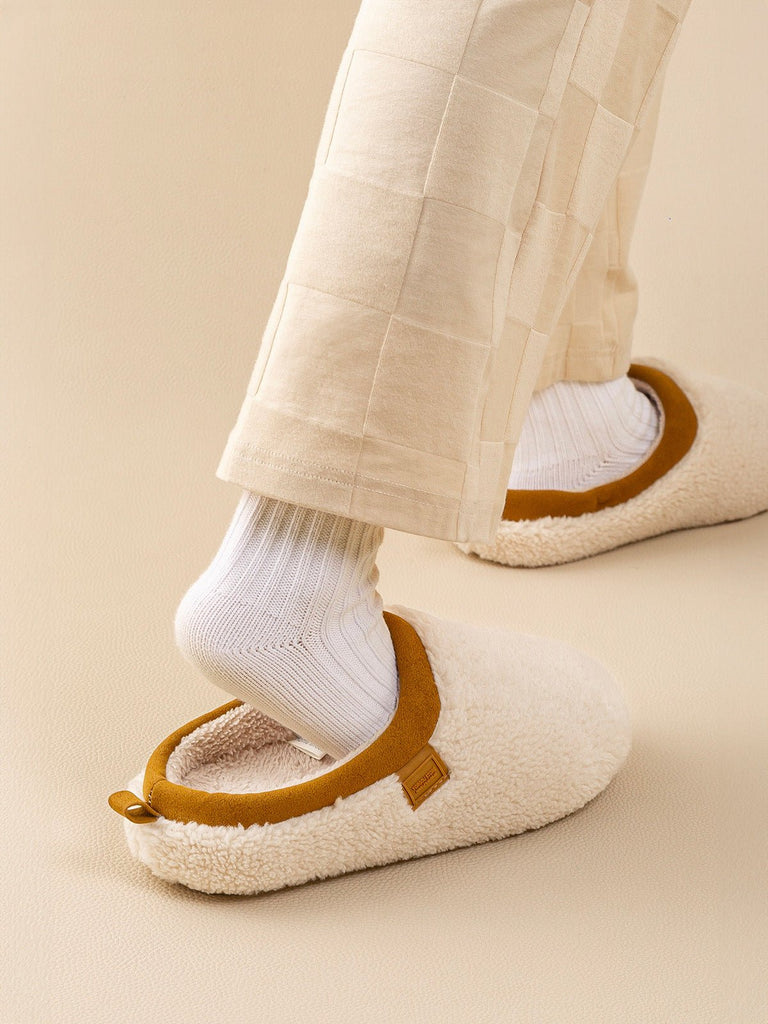Chaussons d’hiver fourrés, chaussons chauds confort, pantoufles maison antidérapantes, chaussons unisexes, chaussons intérieurs doux, mules cocooning, modèle Équita - Chaussons - Blanc XS