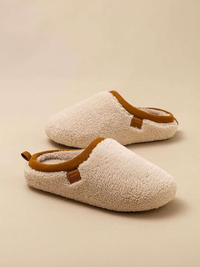 Chaussons d’hiver fourrés, chaussons chauds confort, pantoufles maison antidérapantes, chaussons unisexes, chaussons intérieurs doux, mules cocooning, modèle Équita - Chaussons - Blanc XS