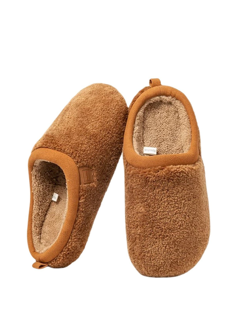 Chaussons d’hiver fourrés, chaussons chauds confort, pantoufles maison antidérapantes, chaussons unisexes, chaussons intérieurs doux, mules cocooning, modèle Équita - Chaussons - Camel XS
