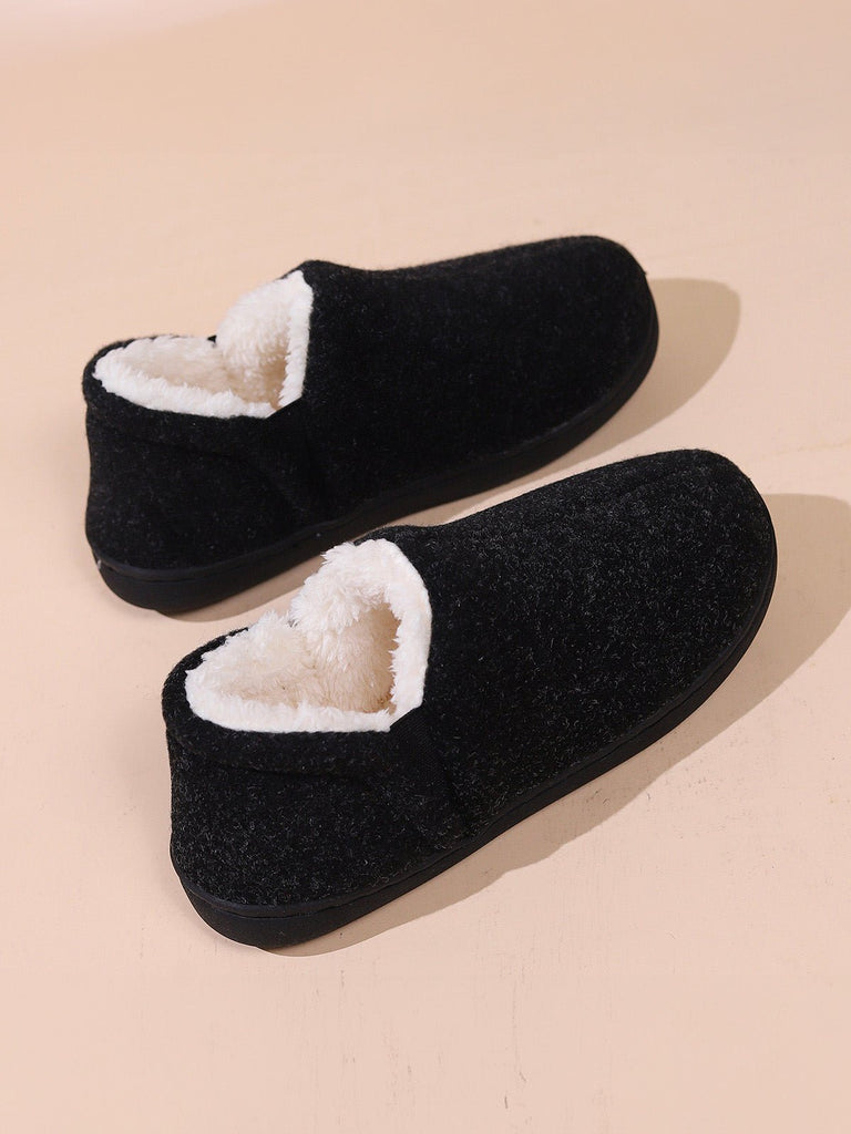 Chaussons d’hiver unisexes, intérieur chaud coton, semelle antidérapante TPR, confort maison, chaussons cocooning, pantoufles molletonnées, modèle Timen - Chaussons - Noir XXS