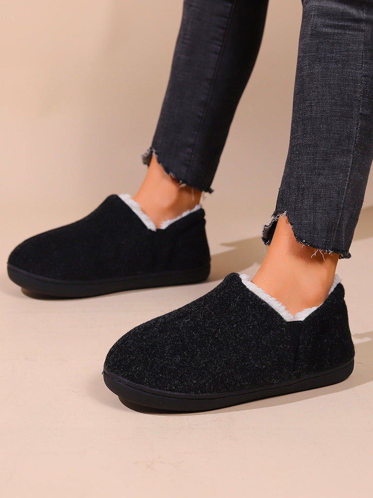 Chaussons d’hiver unisexes, intérieur chaud coton, semelle antidérapante TPR, confort maison, chaussons cocooning, pantoufles molletonnées, modèle Timen - Chaussons - Noir XXS