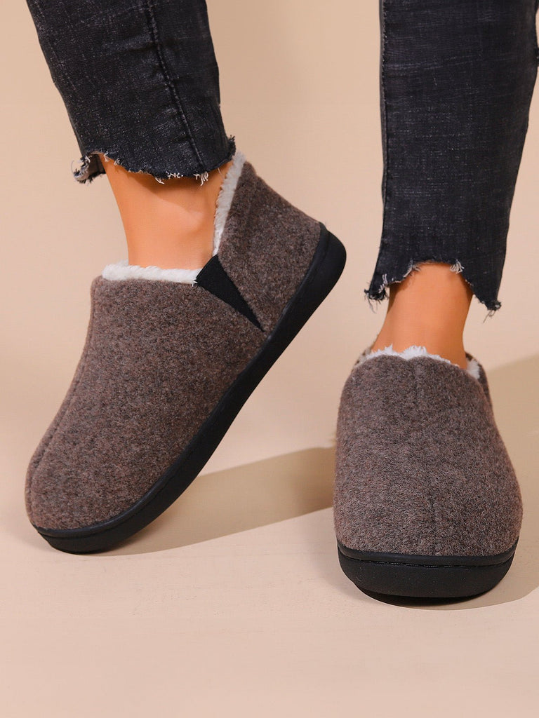 Chaussons d’hiver unisexes, intérieur chaud coton, semelle antidérapante TPR, confort maison, chaussons cocooning, pantoufles molletonnées, modèle Timen - Chaussons - Gris XXS