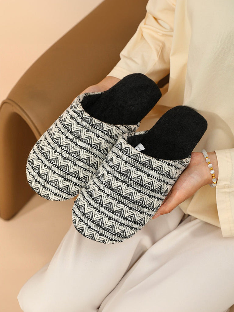 Chaussons d’intérieur coton, semelle souple antidérapante, confort thermique toutes saisons, chaussons unisexe, style maison cosy, modèle Cirmus - Chaussons - Noir XXS