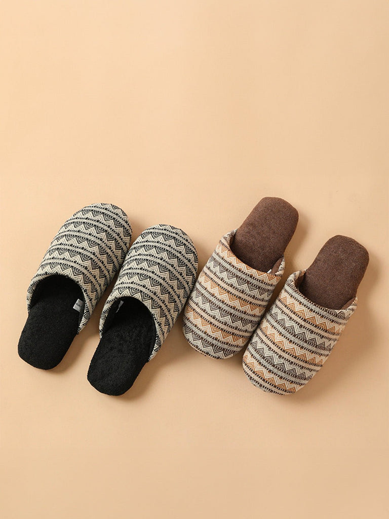 Chaussons d’intérieur coton, semelle souple antidérapante, confort thermique toutes saisons, chaussons unisexe, style maison cosy, modèle Cirmus - Chaussons - Marron XXS