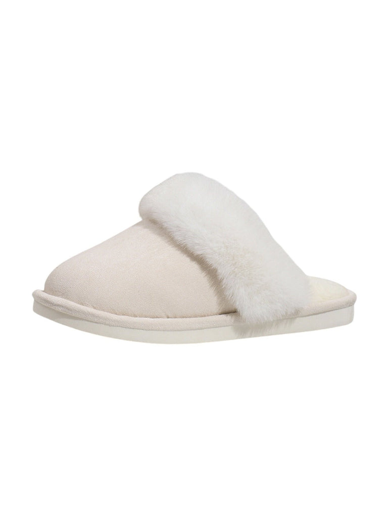 Chaussons d’intérieur fourrés, chaussons hiver confort, pantoufles chaudes antidérapantes, mules maison douces, modèle Valine - Chaussons - Blanc XXS
