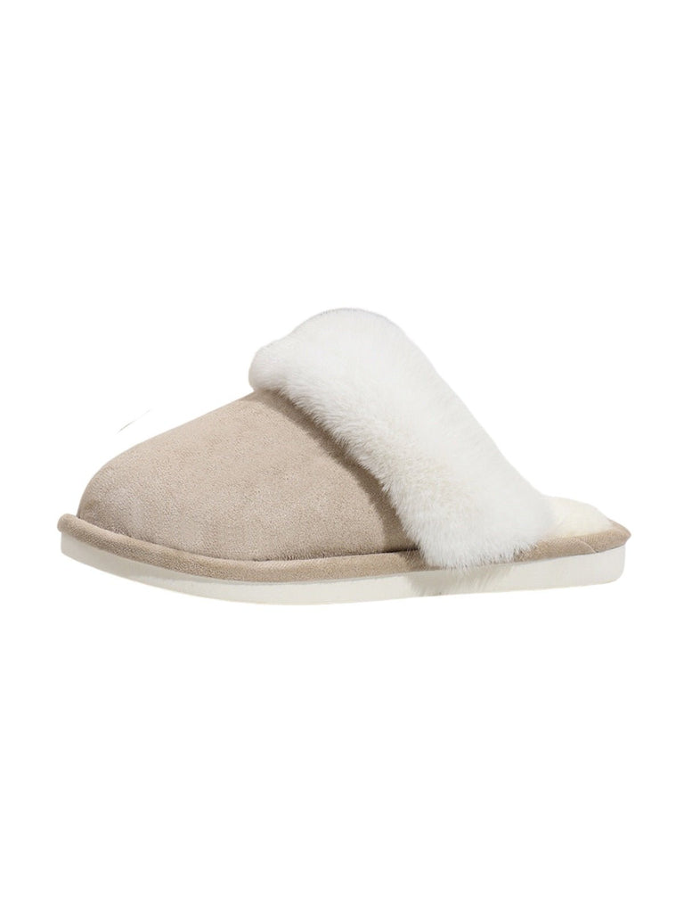 Chaussons d’intérieur fourrés, chaussons hiver confort, pantoufles chaudes antidérapantes, mules maison douces, modèle Valine - Chaussons - Beige XXS