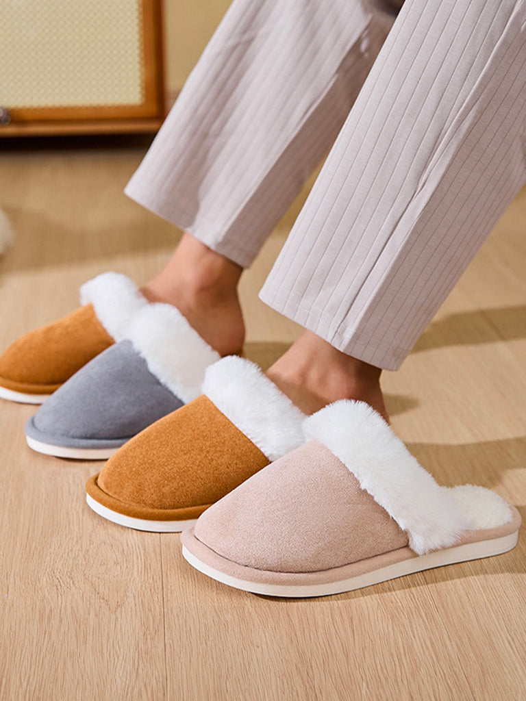 Chaussons d’intérieur fourrés, chaussons hiver confort, pantoufles chaudes antidérapantes, mules maison douces, modèle Valine - Chaussons - Gris XXS