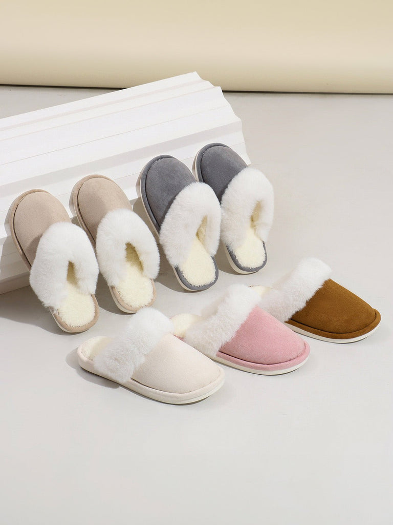 Chaussons d’intérieur fourrés, chaussons hiver confort, pantoufles chaudes antidérapantes, mules maison douces, modèle Valine - Chaussons - Gris XXS