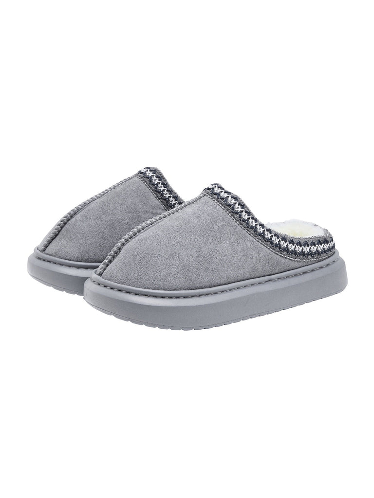 Chaussons d’intérieur fourrés, chaussons hiver confortables, pantoufles chaudes unisexes, semelle antidérapante EVA, pantoufles maison épaisses, modèle Preski - Chaussons - Gris XXS