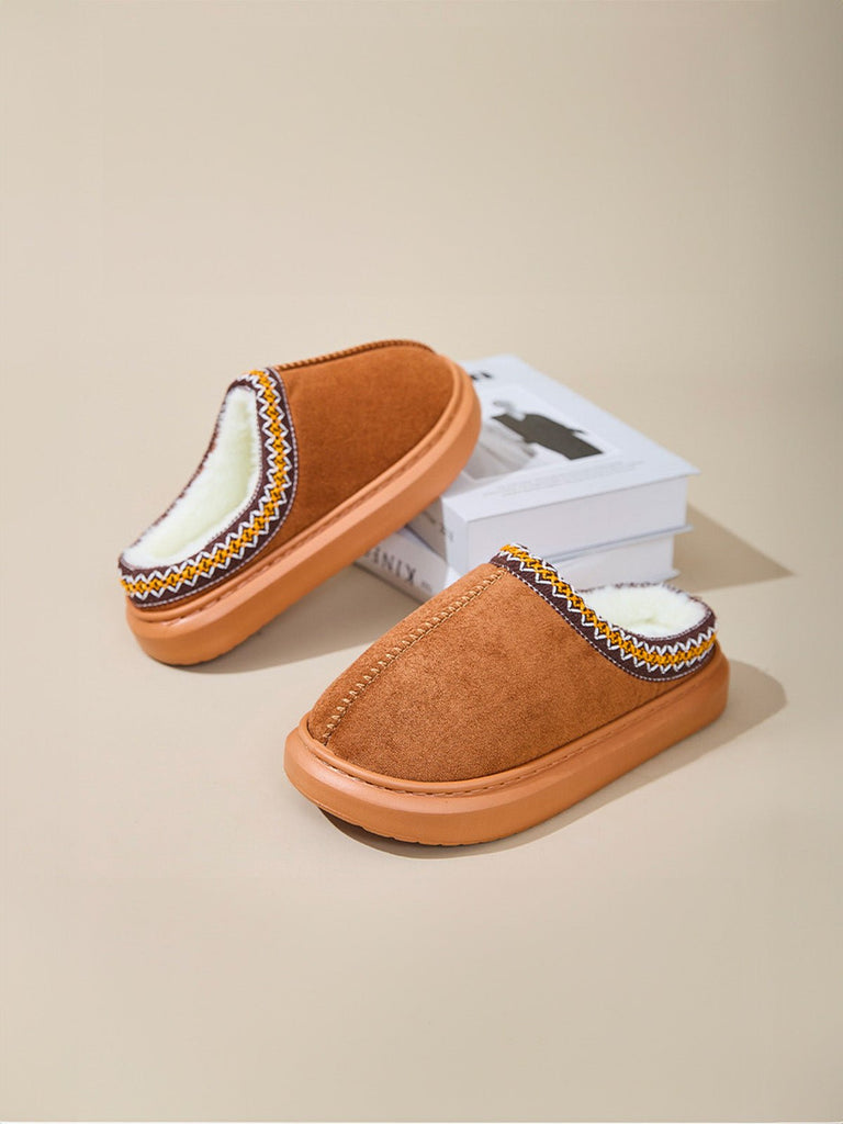 Chaussons d’intérieur fourrés, chaussons hiver confortables, pantoufles chaudes unisexes, semelle antidérapante EVA, pantoufles maison épaisses, modèle Preski - Chaussons - Camel XXS