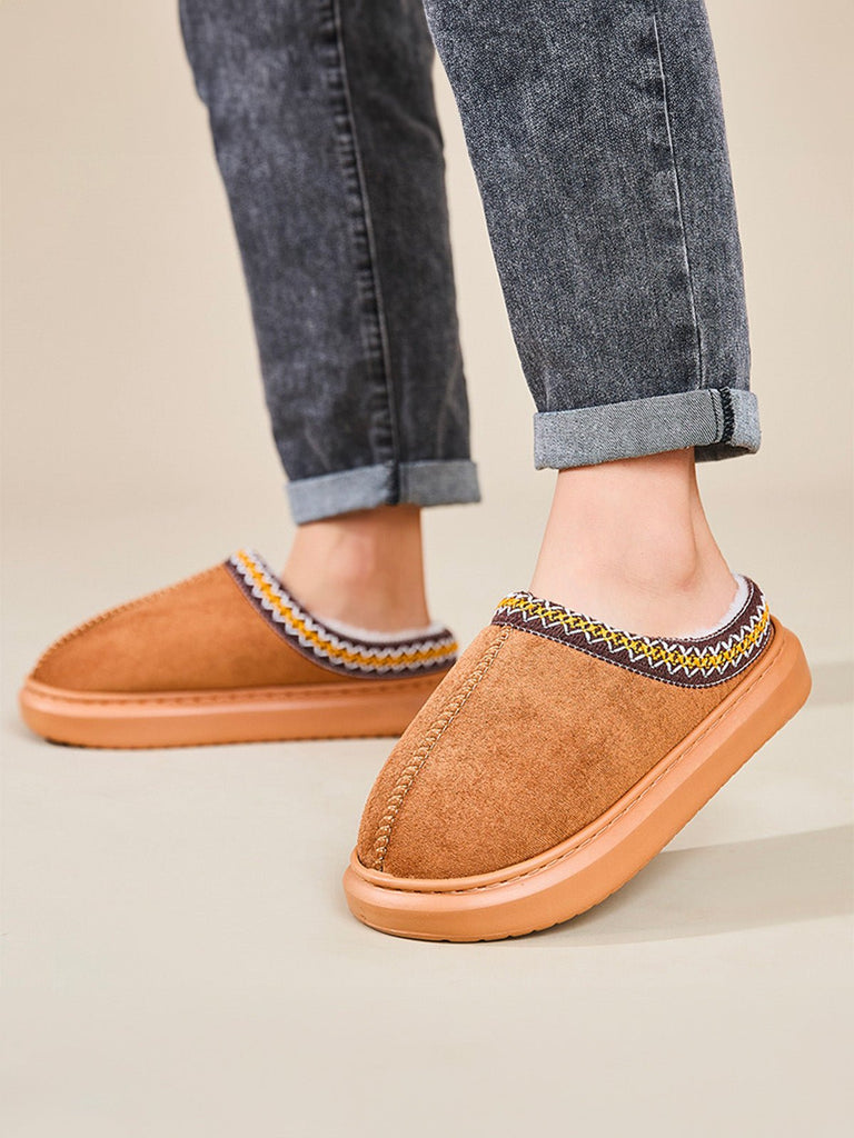 Chaussons d’intérieur fourrés, chaussons hiver confortables, pantoufles chaudes unisexes, semelle antidérapante EVA, pantoufles maison épaisses, modèle Preski - Chaussons - Camel XXS