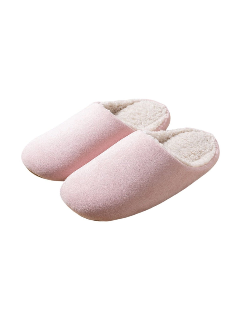 Chaussons d’intérieur fourrés, mules chaudes unisexes, pantoufles antidérapantes, semelle souple, confort hivernal, velours doux, modèle Déclane - Chaussons - Rose XXS