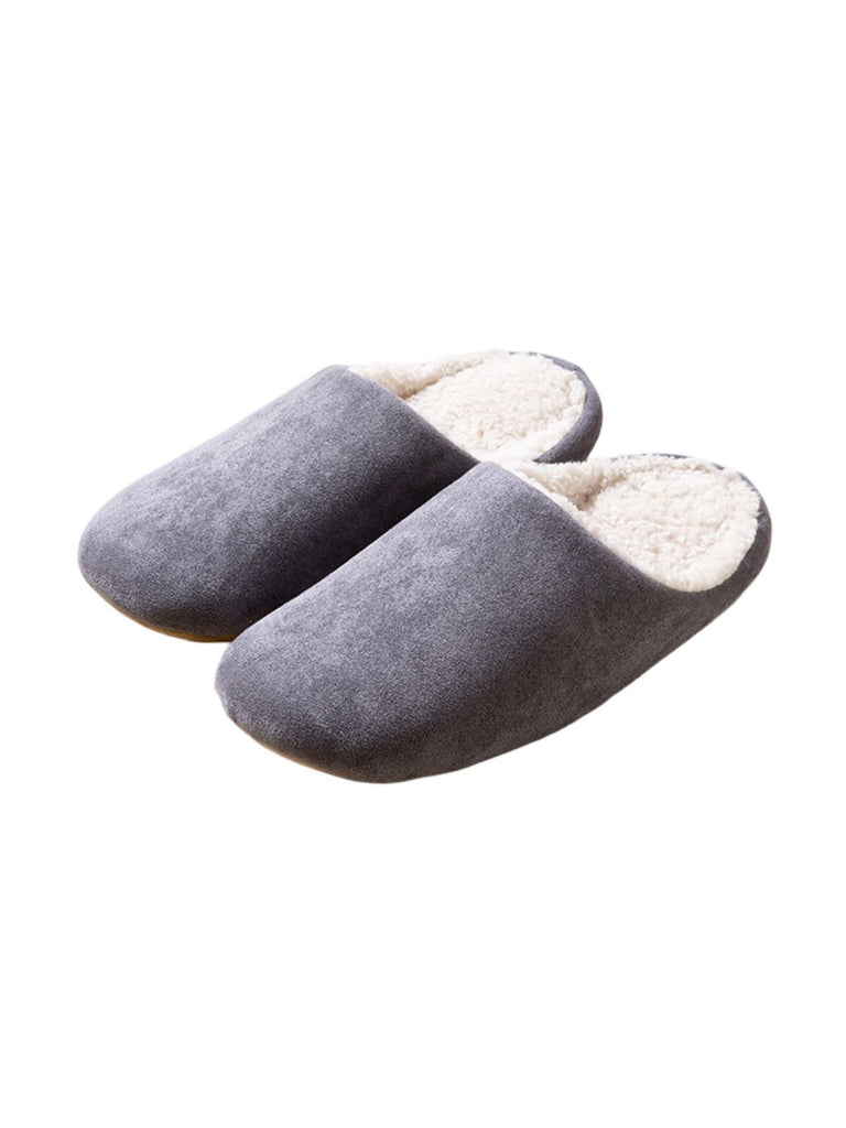 Chaussons d’intérieur fourrés, mules chaudes unisexes, pantoufles antidérapantes, semelle souple, confort hivernal, velours doux, modèle Déclane - Chaussons - Gris XXS