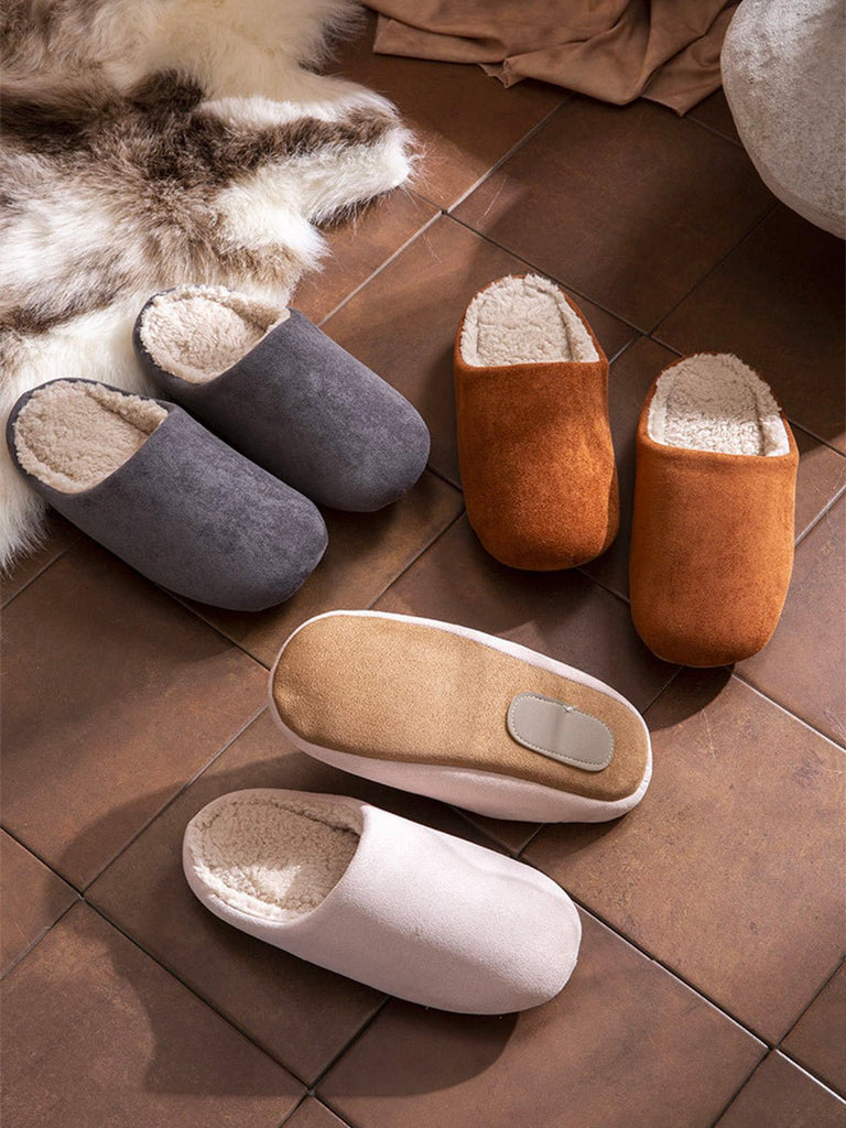 Chaussons d’intérieur fourrés, mules chaudes unisexes, pantoufles antidérapantes, semelle souple, confort hivernal, velours doux, modèle Déclane - Chaussons - Camel XXS