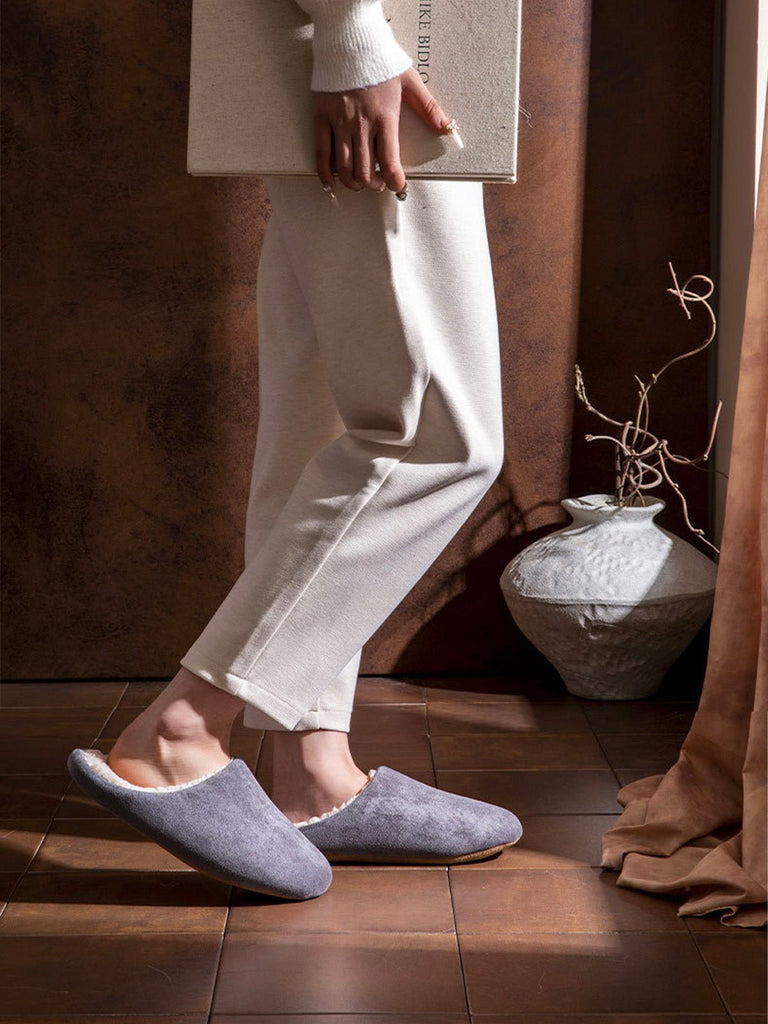 Chaussons d’intérieur fourrés, mules chaudes unisexes, pantoufles antidérapantes, semelle souple, confort hivernal, velours doux, modèle Déclane - Chaussons - Camel XXS