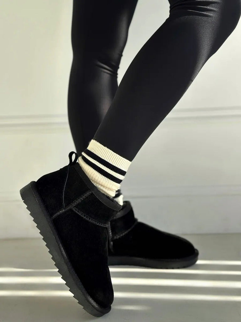 Chaussons femme hiver, chaussons fourrés chauds d'intérieurs antidérapants, bottines courtes confort, modèle Nezdine - Chaussons - Noir 3XS