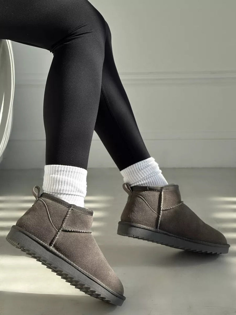 Chaussons femme hiver, chaussons fourrés chauds d'intérieurs antidérapants, bottines courtes confort, modèle Nezdine - Chaussons - Gris 3XS