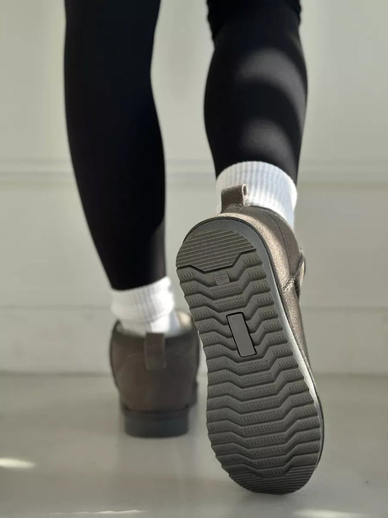 Chaussons femme hiver, chaussons fourrés chauds d'intérieurs antidérapants, bottines courtes confort, modèle Nezdine - Chaussons - Gris 3XS