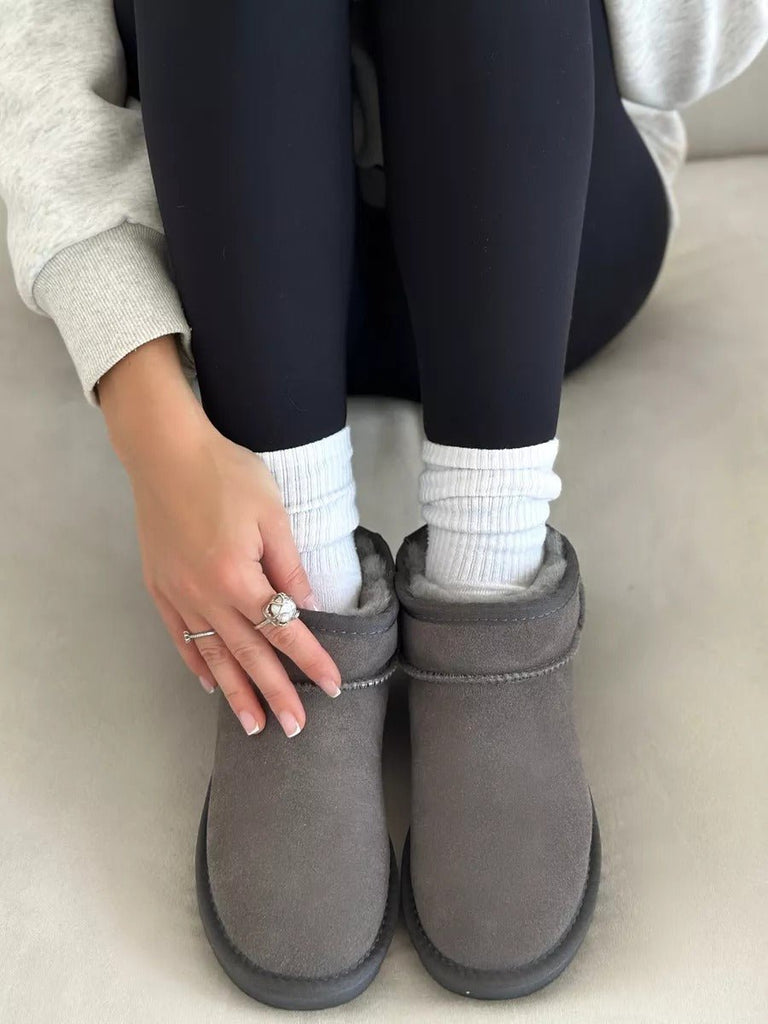 Chaussons femme hiver, chaussons fourrés chauds d'intérieurs antidérapants, bottines courtes confort, modèle Nezdine - Chaussons - Gris 3XS