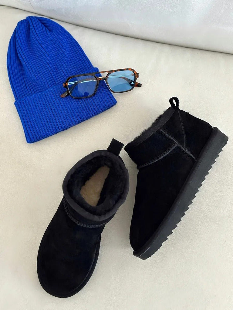 Chaussons femme hiver, chaussons fourrés chauds d'intérieurs antidérapants, bottines courtes confort, modèle Nezdine - Chaussons - Noir 3XS