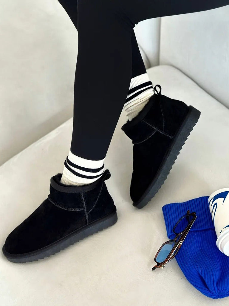 Chaussons femme hiver, chaussons fourrés chauds d'intérieurs antidérapants, bottines courtes confort, modèle Nezdine - Chaussons - Noir 3XS