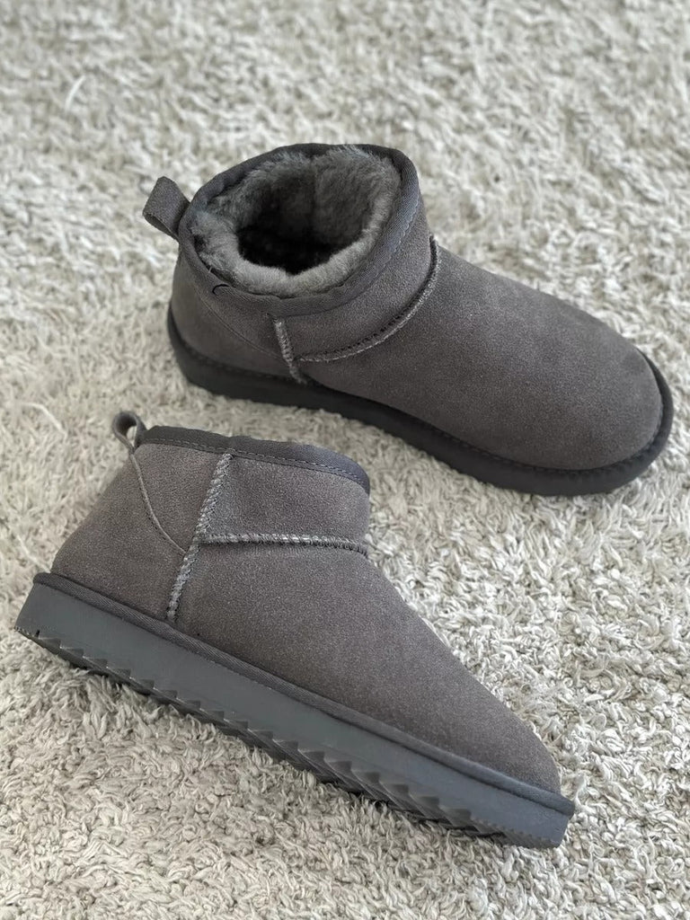 Chaussons femme hiver, chaussons fourrés chauds d'intérieurs antidérapants, bottines courtes confort, modèle Nezdine - Chaussons - Gris 3XS