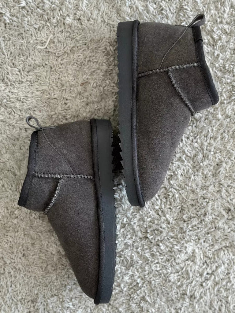 Chaussons femme hiver, chaussons fourrés chauds d'intérieurs antidérapants, bottines courtes confort, modèle Nezdine - Chaussons - Gris 3XS