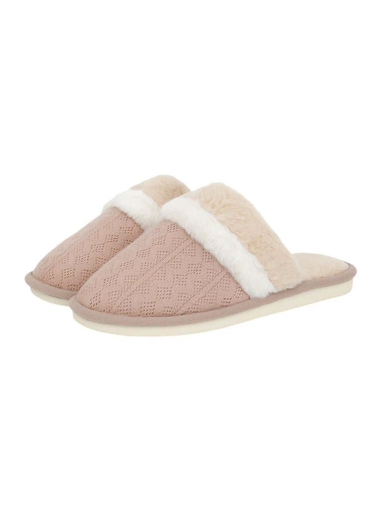 Chaussons hiver, chauds maison, fourrés et confort, pantoufles antidérapantes intérieur, mules coton polaire douces mixte, modèle Hitam - Chaussons - Beige XXS