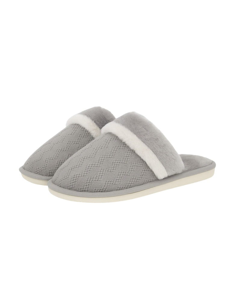 Chaussons hiver, chauds maison, fourrés et confort, pantoufles antidérapantes intérieur, mules coton polaire douces mixte, modèle Hitam - Chaussons - Gris XXS