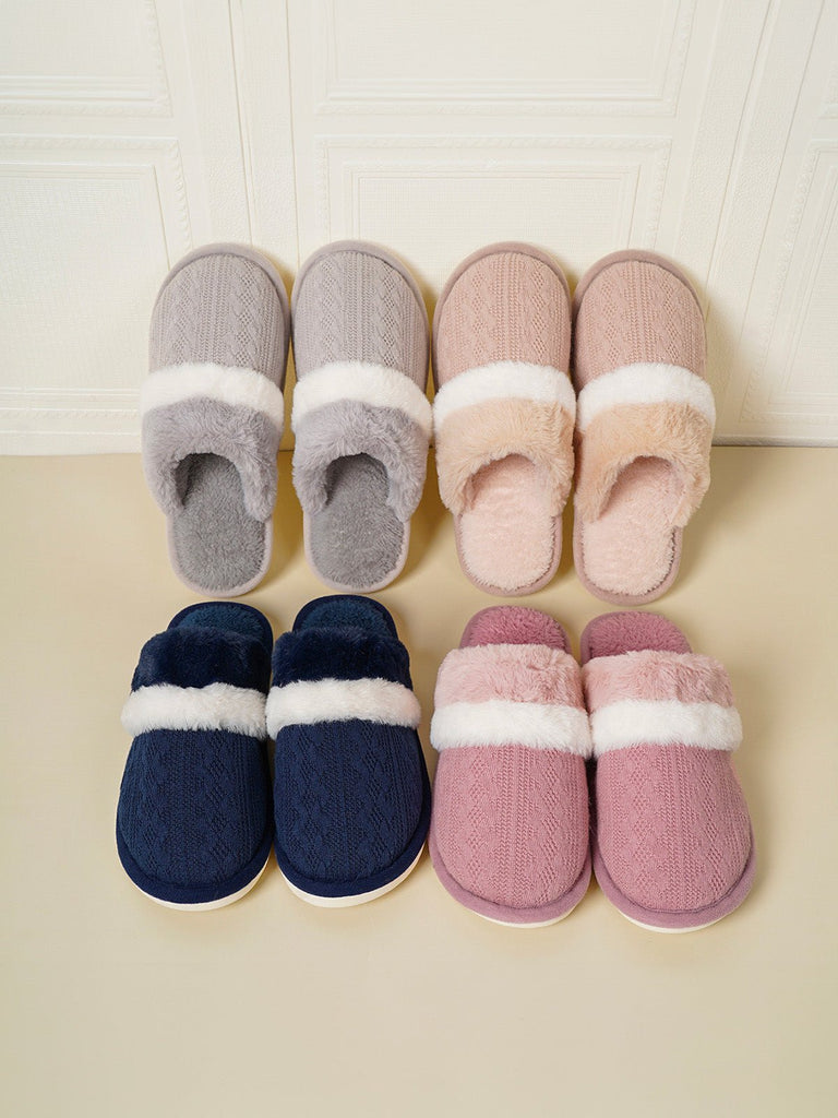 Chaussons hiver, chauds maison, fourrés et confort, pantoufles antidérapantes intérieur, mules coton polaire douces mixte, modèle Hitam - Chaussons - Bleu marine XXS