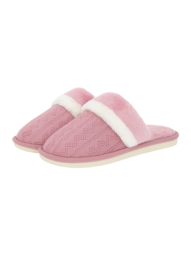 Chaussons hiver, chauds maison, fourrés et confort, pantoufles antidérapantes intérieur, mules coton polaire douces mixte, modèle Hitam - Chaussons - Rose XXS