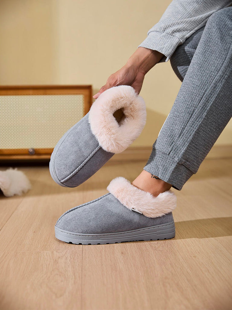 Chaussons hiver fourrés, intérieur doux, semelle antidérapante, confort thermique, style unisexe, couleurs variées, modèle Spridz - Chaussons - Noir XXS