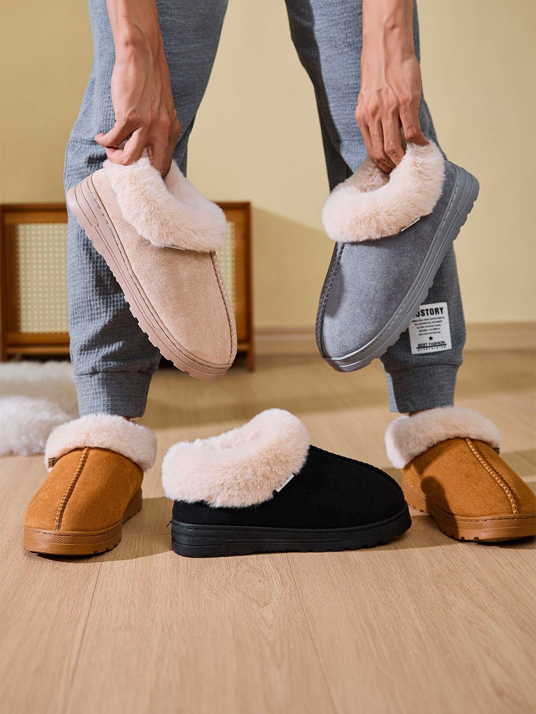 Chaussons hiver fourrés, intérieur doux, semelle antidérapante, confort thermique, style unisexe, couleurs variées, modèle Spridz - Chaussons - Camel XXS